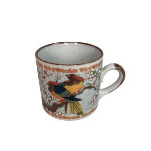 Vintage Japanese Hand-Painted Ceramic Tea Cup Bird & Cherry Blossom